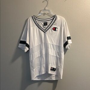Champion White and Black V-Neck Sports Jersey